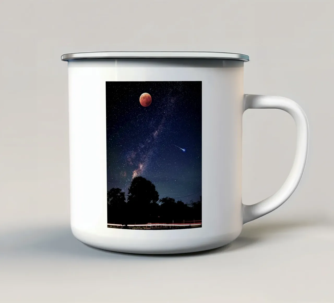luna di sangue con stella cadente tazza in smalto da space words