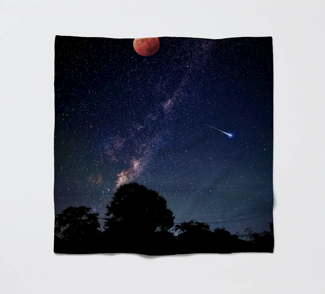 luna di sangue con stella cadente coperta in pile da space words