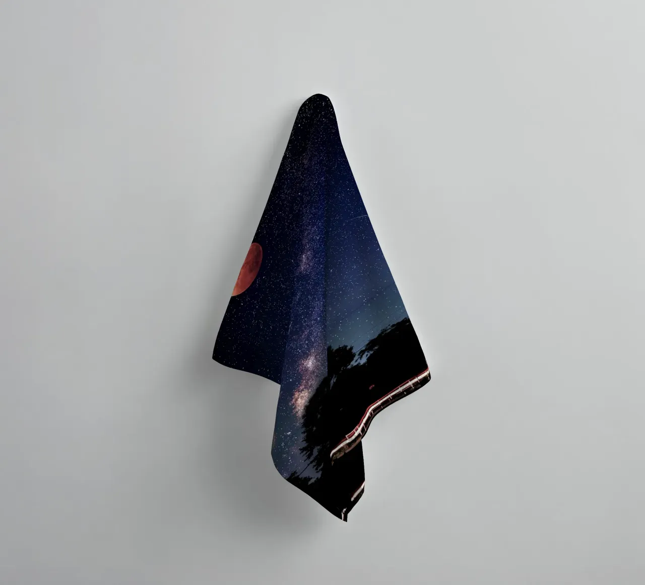 luna di sangue con stella cadente asciugamano da bagno da space words