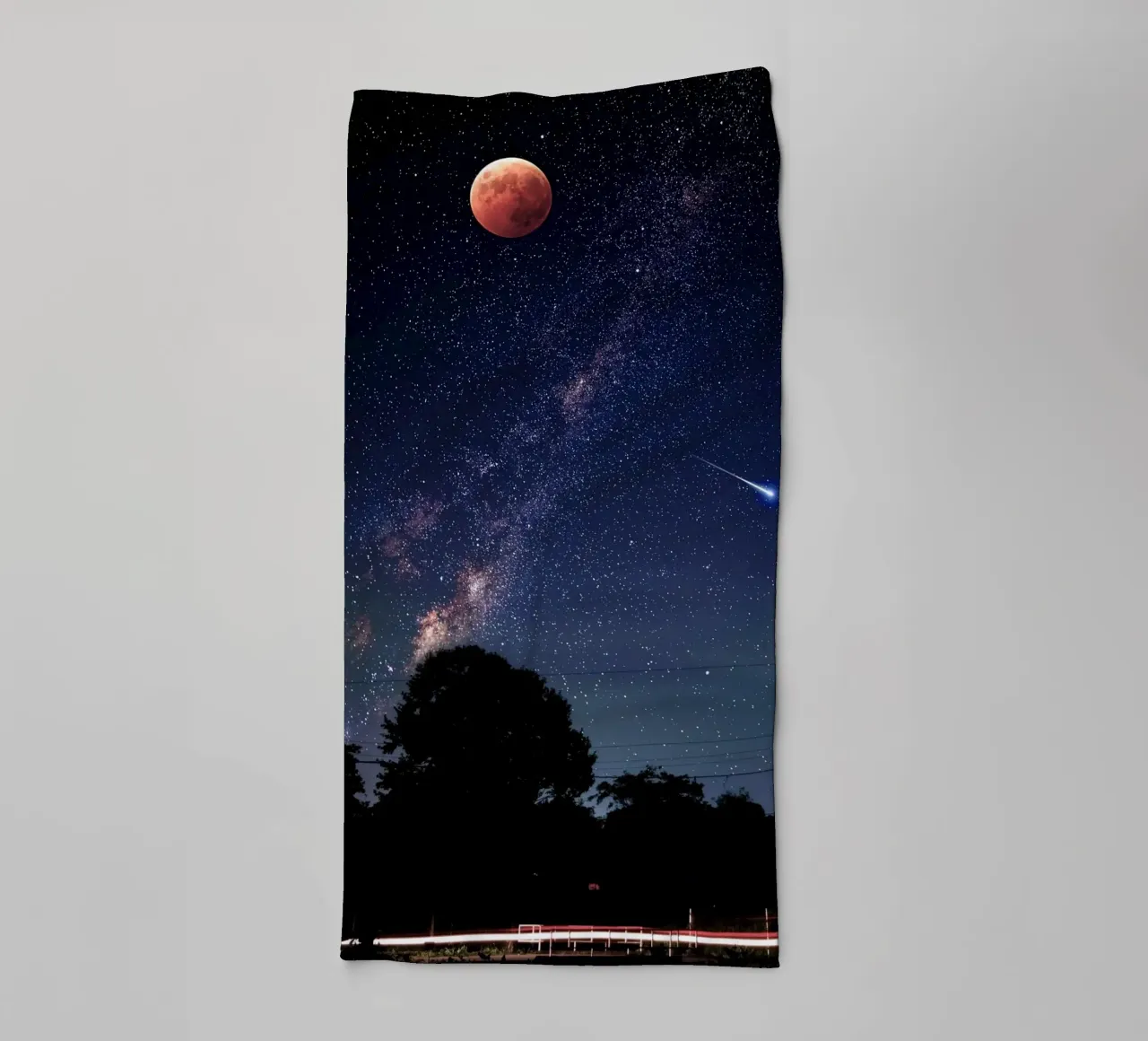 luna di sangue con stella cadente asciugamano da bagno da space words