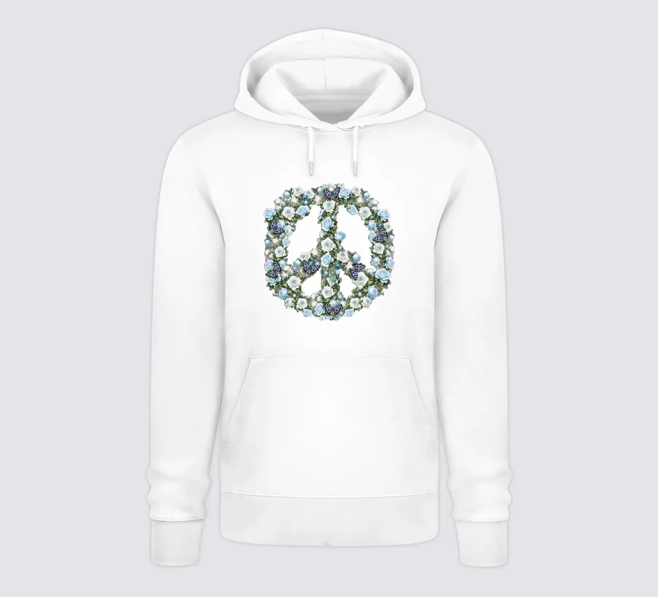 Vintage Blue Peace Roses hoodie by Nina May Design Studio