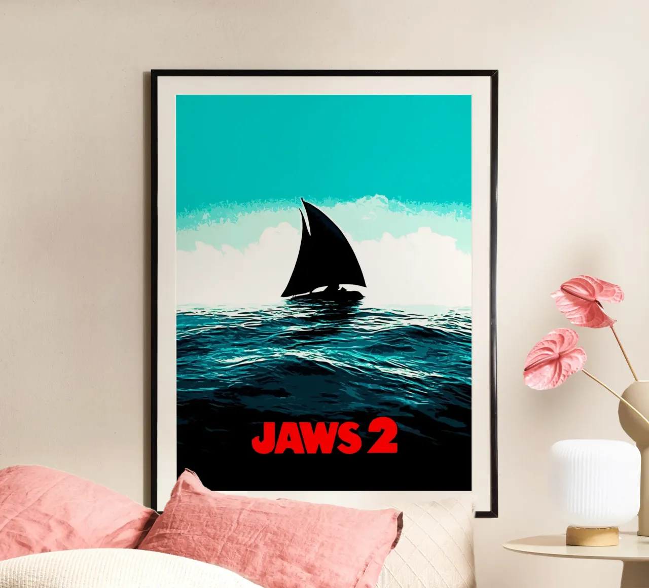 Jaws 2 film Art poster con telaio in plastica da ontoseno