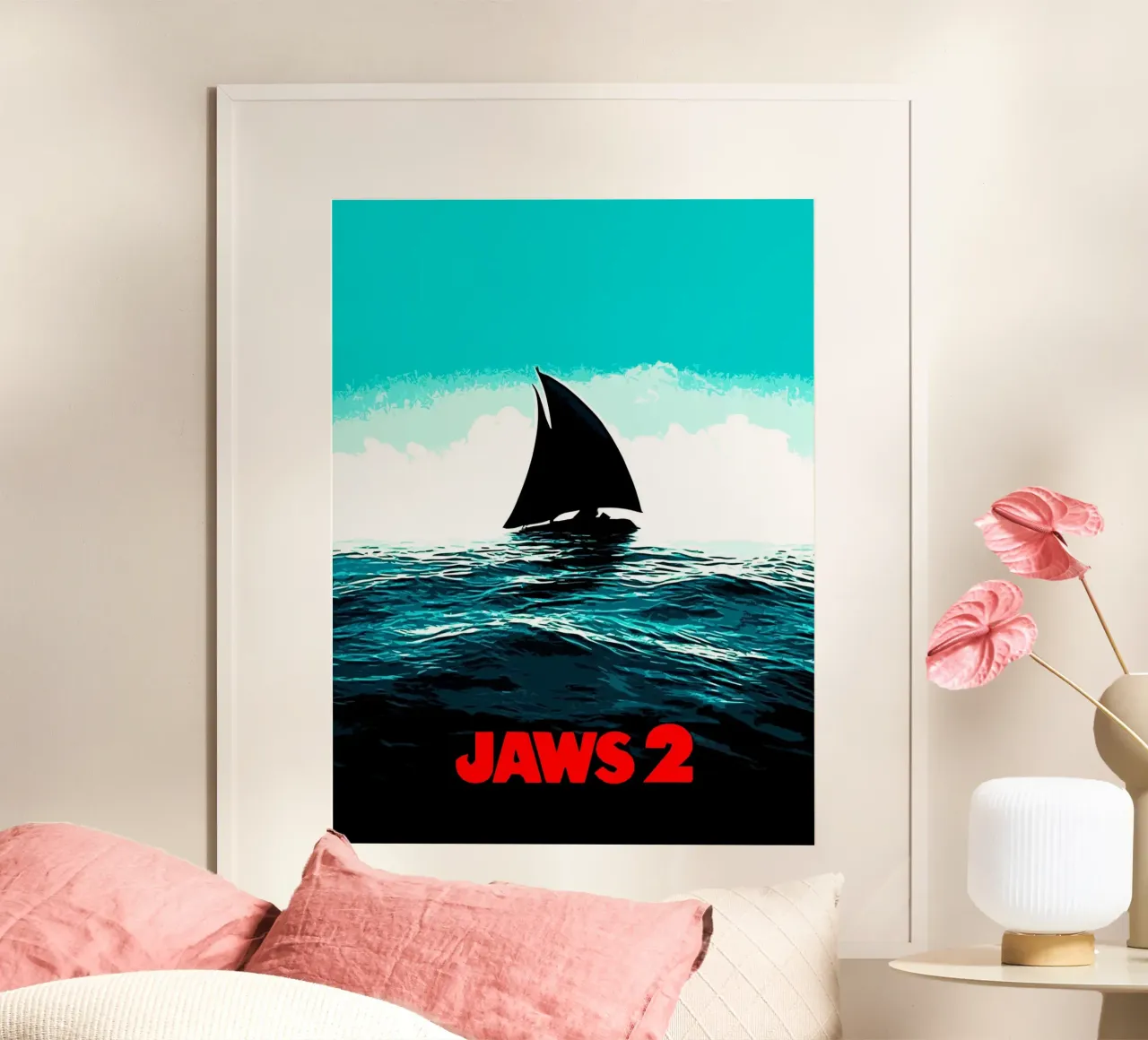 Jaws 2 film Art poster con telaio in plastica da ontoseno