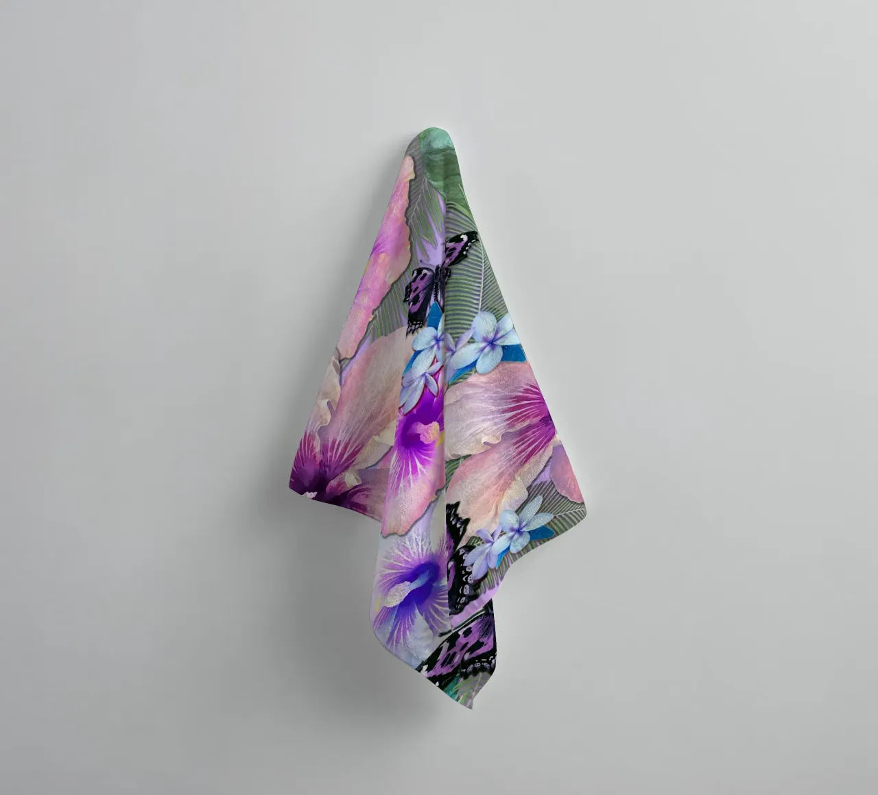 Pastel Tropical Collage towel by Nina May Design Studio