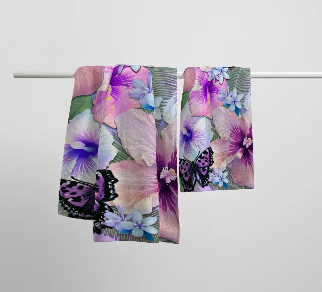 Pastel Tropical Collage towel by Nina May Design Studio
