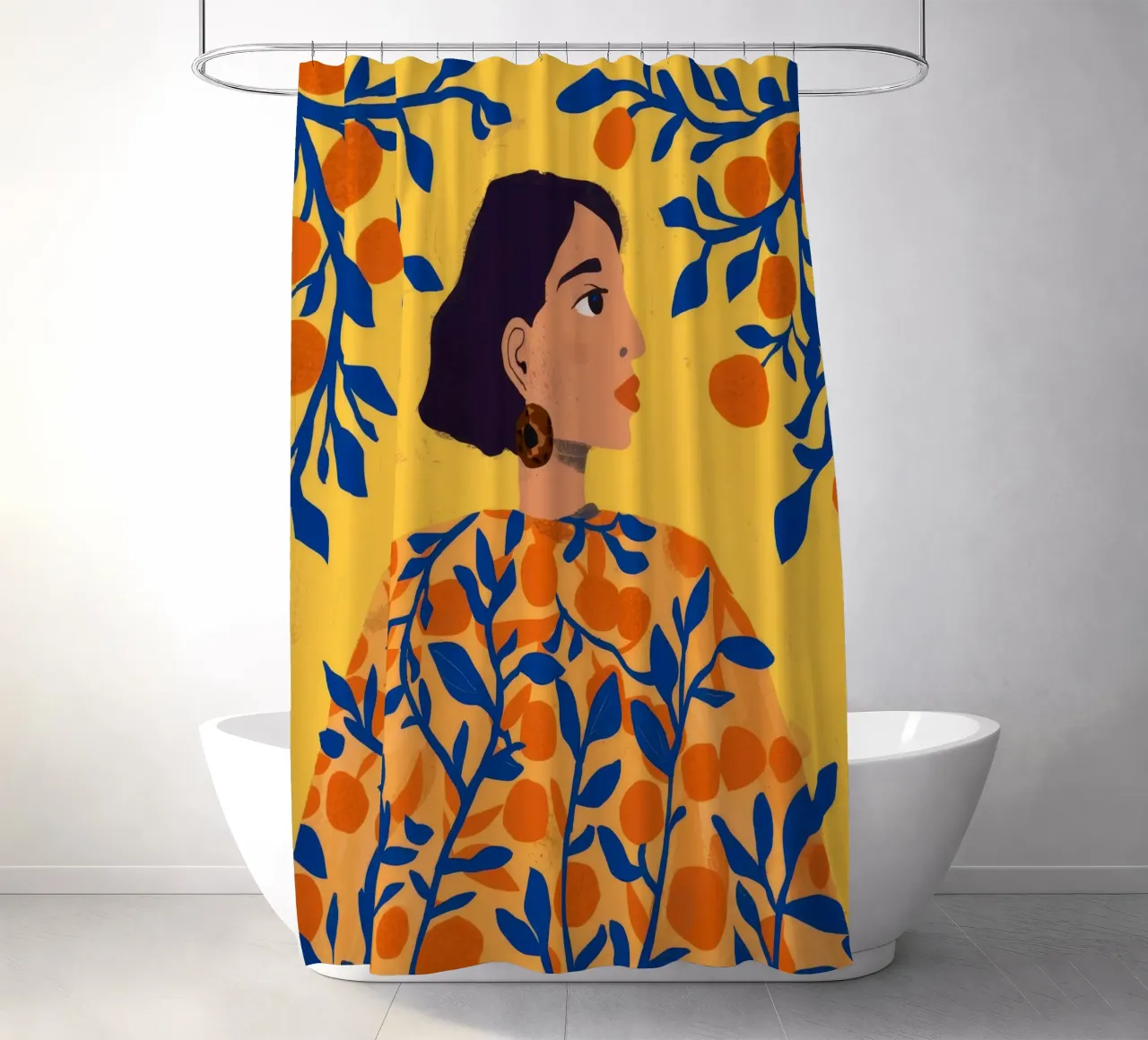Orange Grove Portrait shower curtain by Peak Delusion