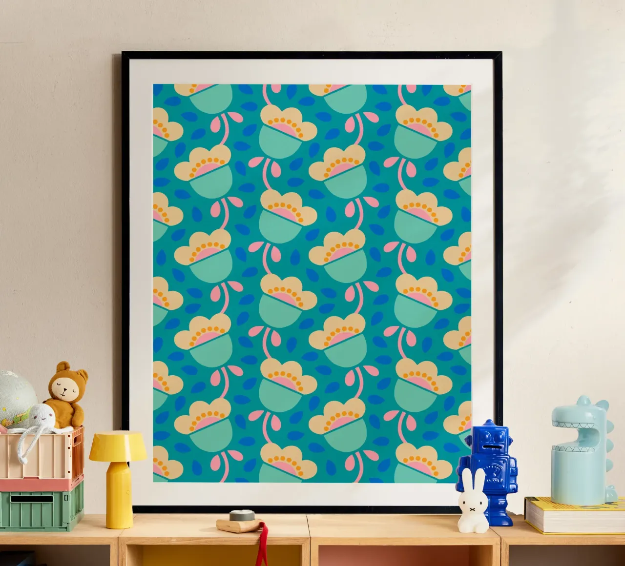 floral Poster mit Aluminium Rahmen von fummelhummel