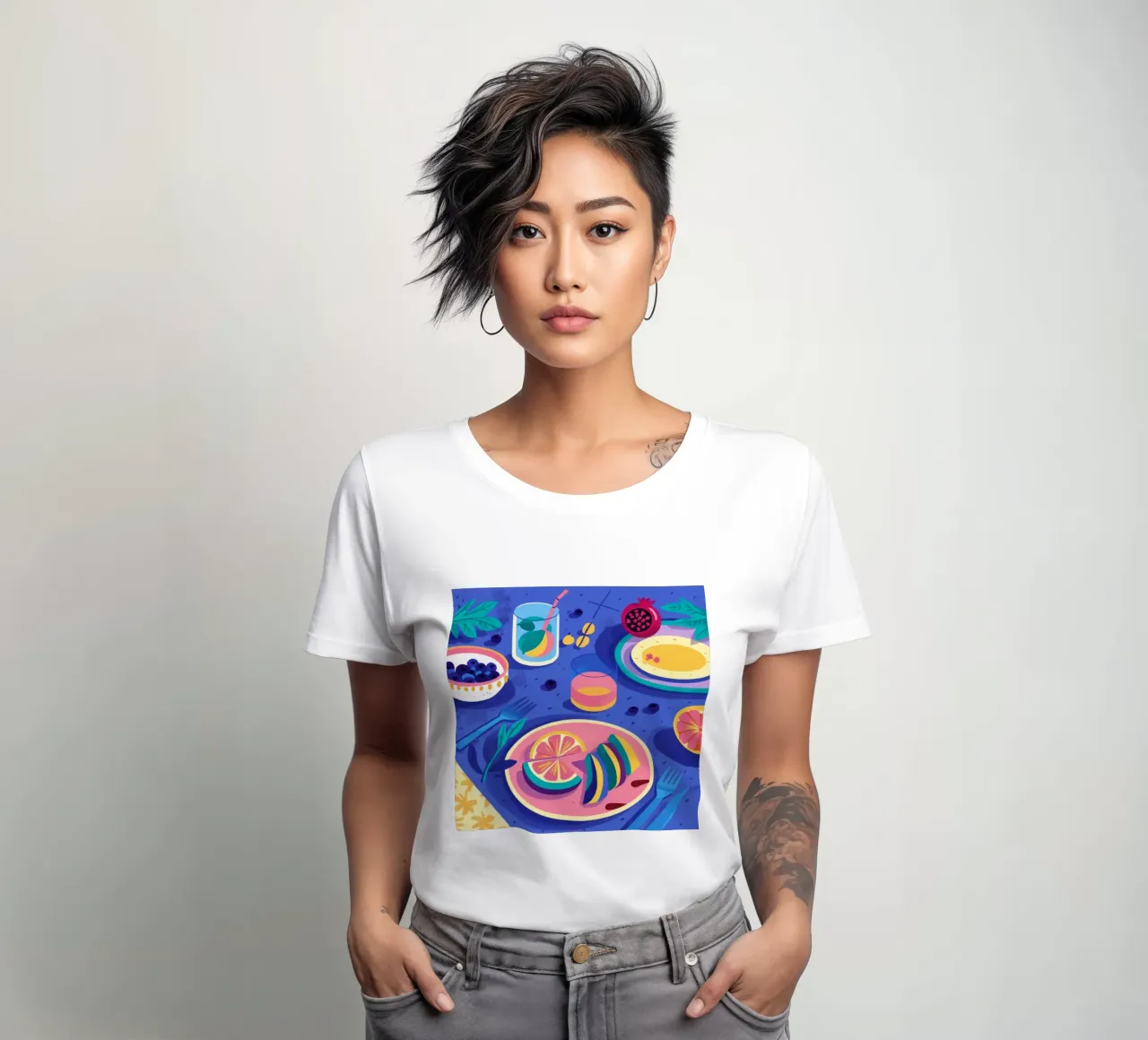 Citrus Splash Soiree women's fitted t-shirt by Muse Artworks