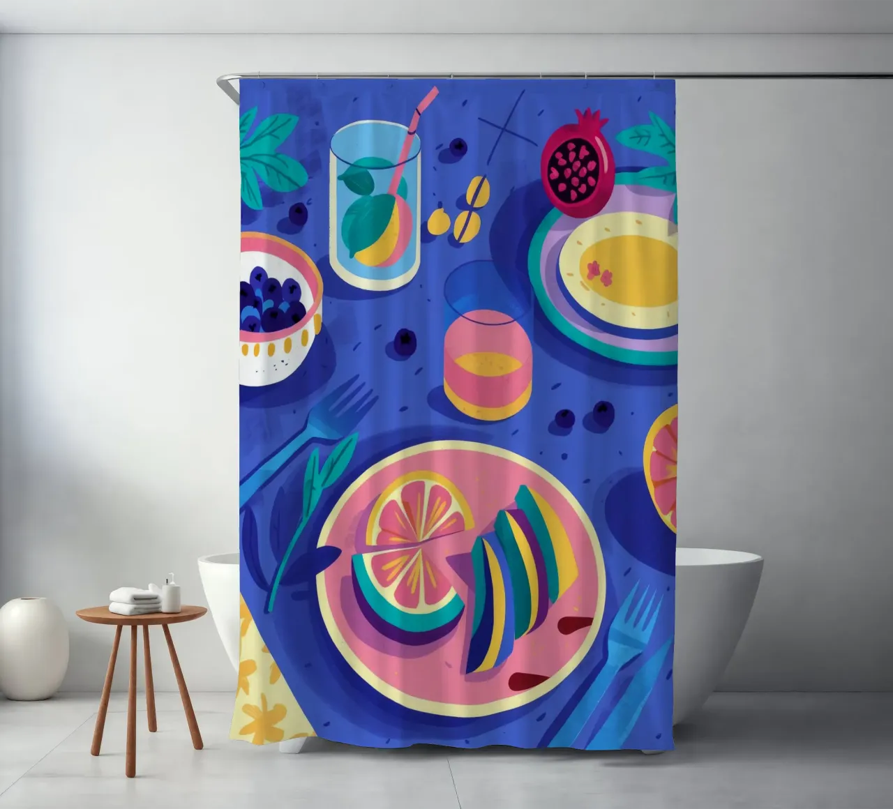 Citrus Splash Soiree shower curtain by Muse Artworks