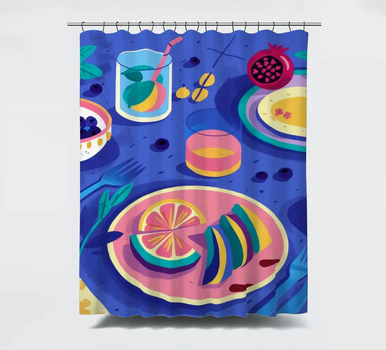Citrus Splash Soiree shower curtain by Muse Artworks
