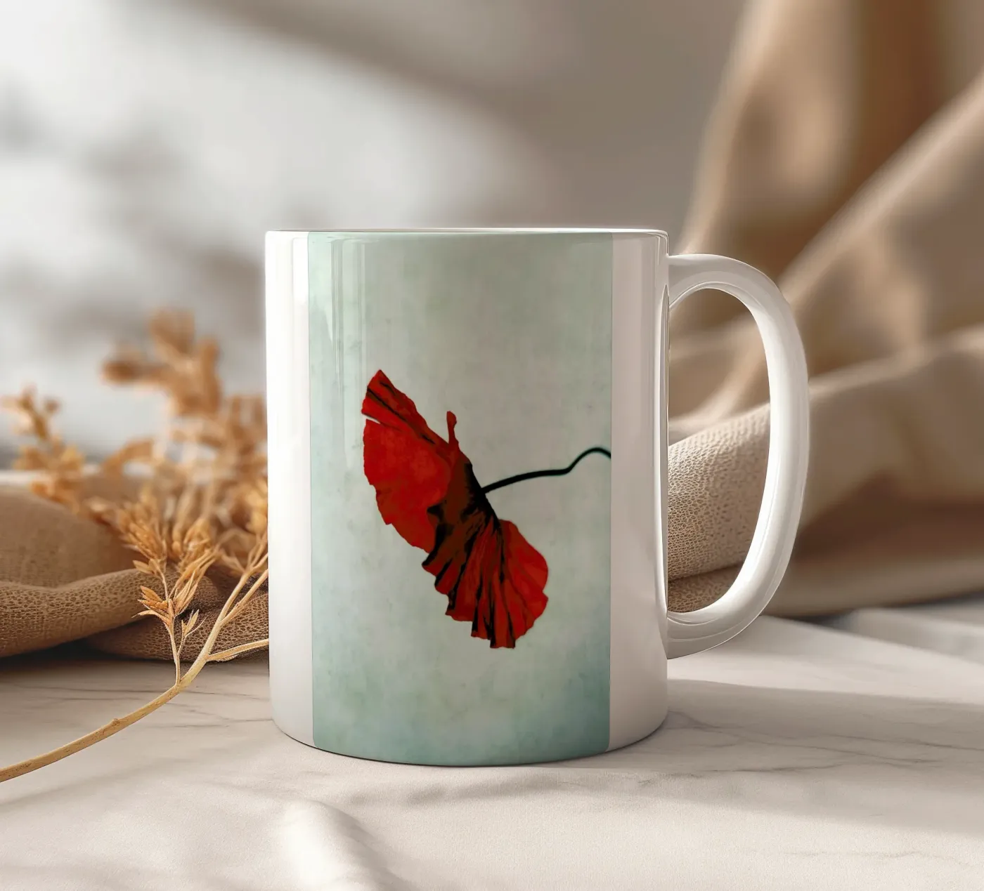 Red ceramic mug by Angelo Cerantola