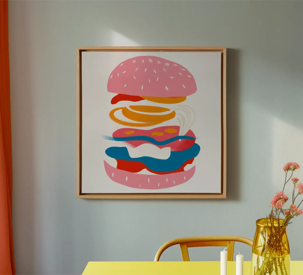 Sogno di un hamburger galleggiante tela con Cornice a cassetta da Muse Artworks