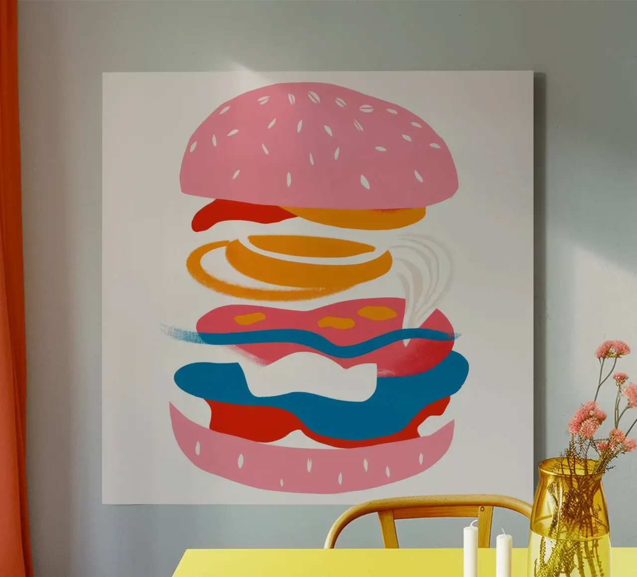 Sogno di un hamburger galleggiante tela con Cornice a cassetta da Muse Artworks