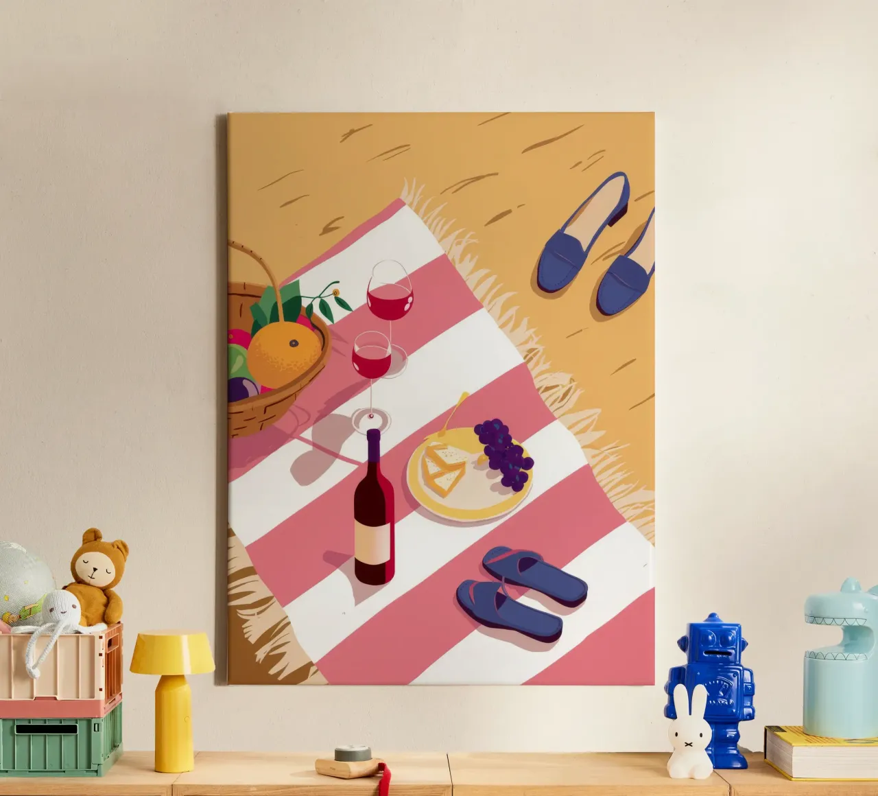 Beatitudine da picnic in spiaggia tela con Cornice a cassetta da Muse Artworks