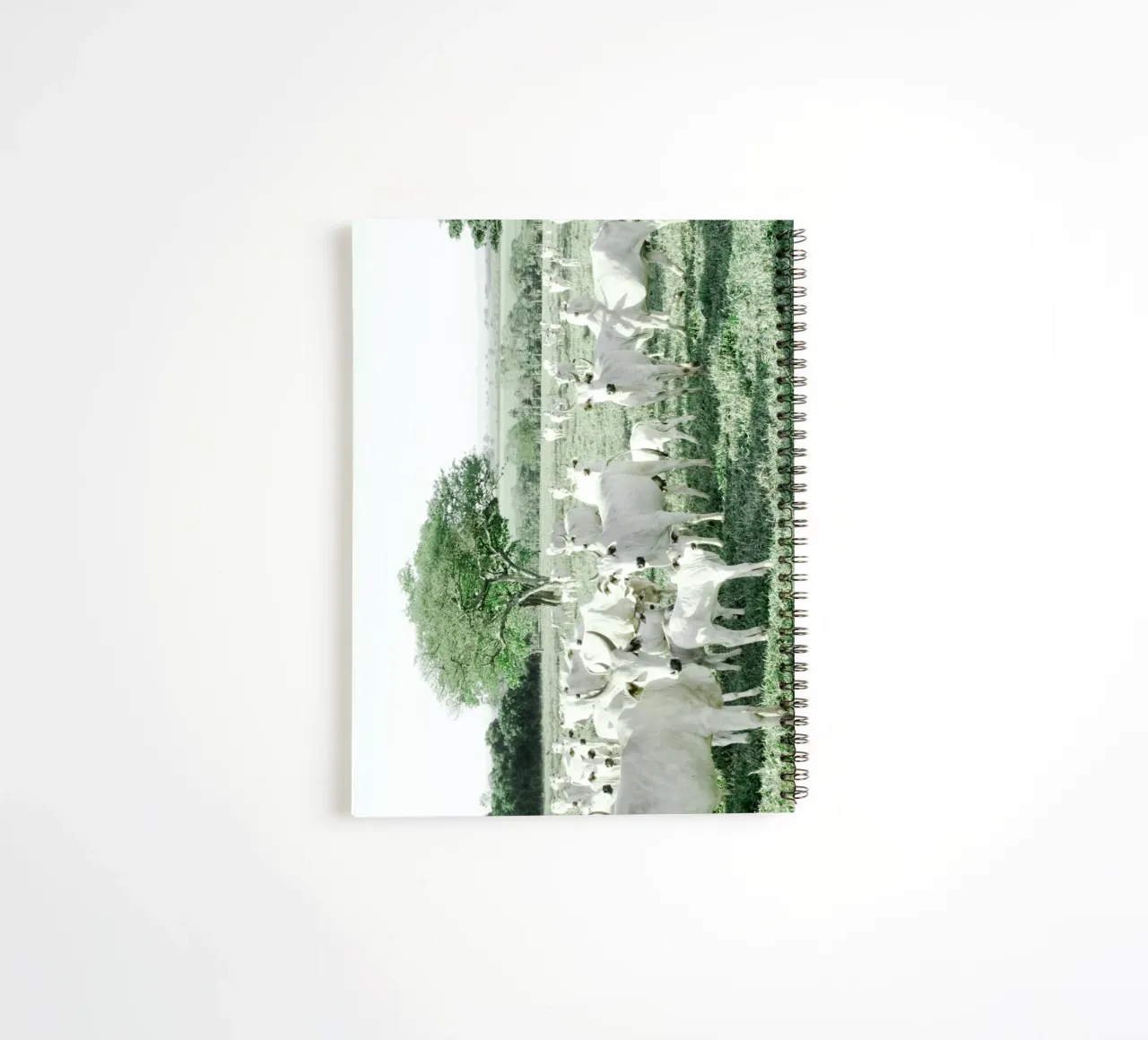 White Cows in Green Field spiral notebook by KISSA STUDIO