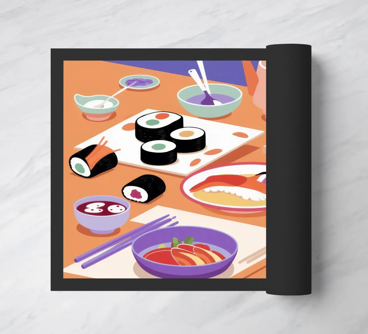 Cena a base di sushi zerbino da Muse Artworks