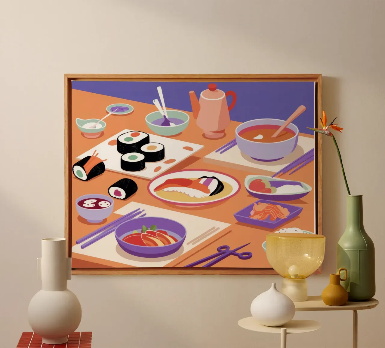 Cena a base di sushi tela con Cornice a cassetta da Muse Artworks