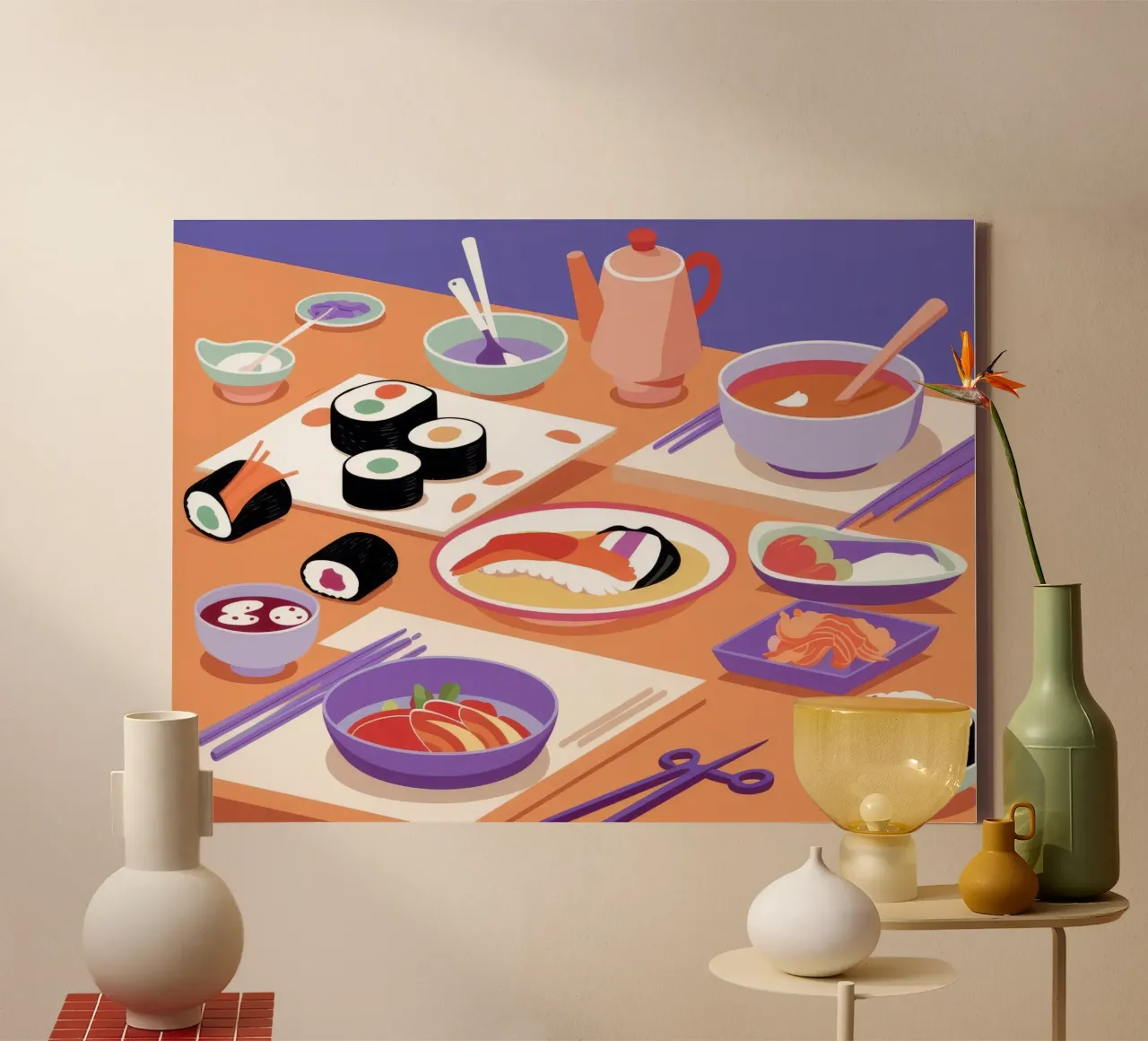 Cena a base di sushi tela con Cornice a cassetta da Muse Artworks