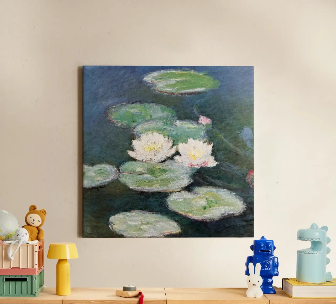 Monet Speciaal Lotusbloem canvas met Baklijst van Günstiger Laden