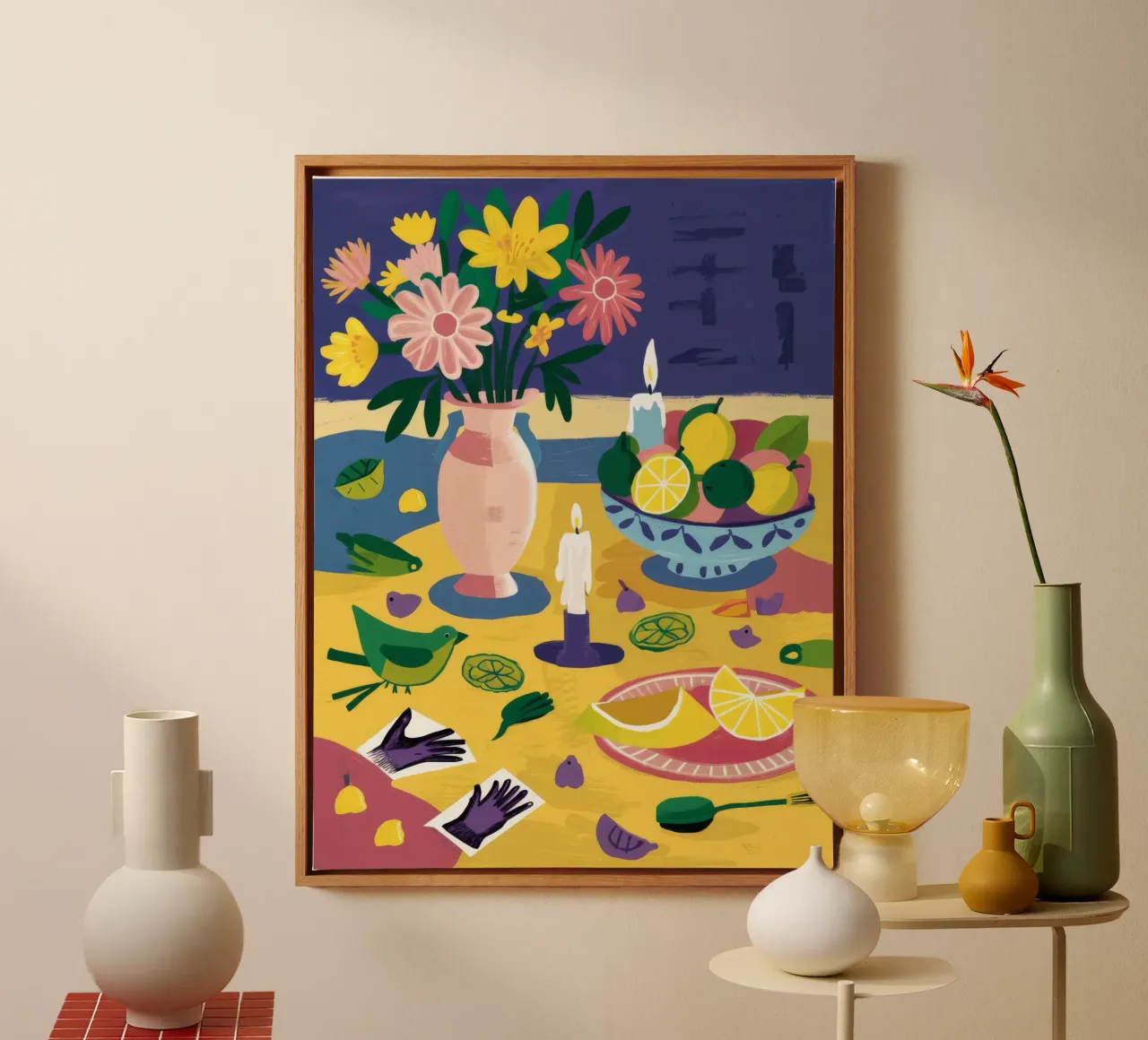 Citroen diner bij kaarslicht canvas met Baklijst van Muse Artworks