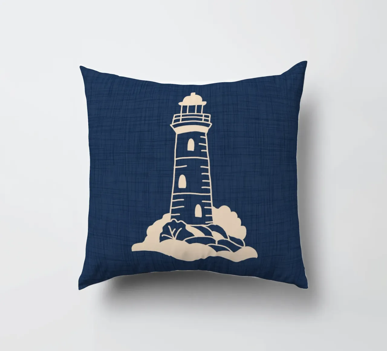 Lighthouse Nautical Mythology - Retro Coastal decorative cushion by susanacosta