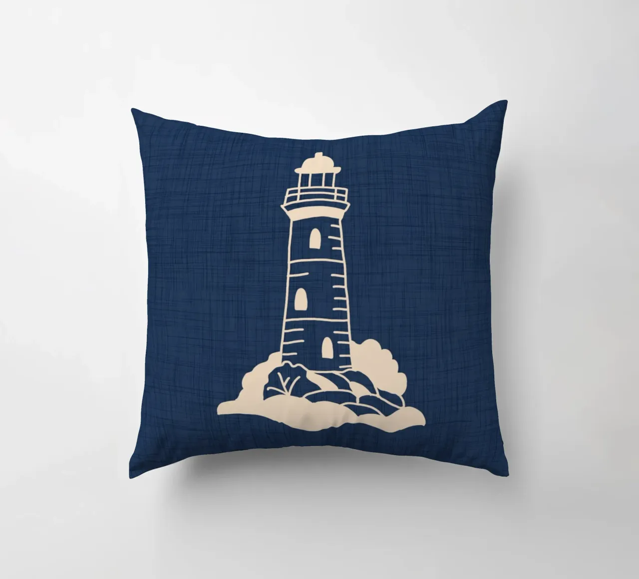 Lighthouse Nautical Mythology - Retro Coastal decorative cushion by susanacosta