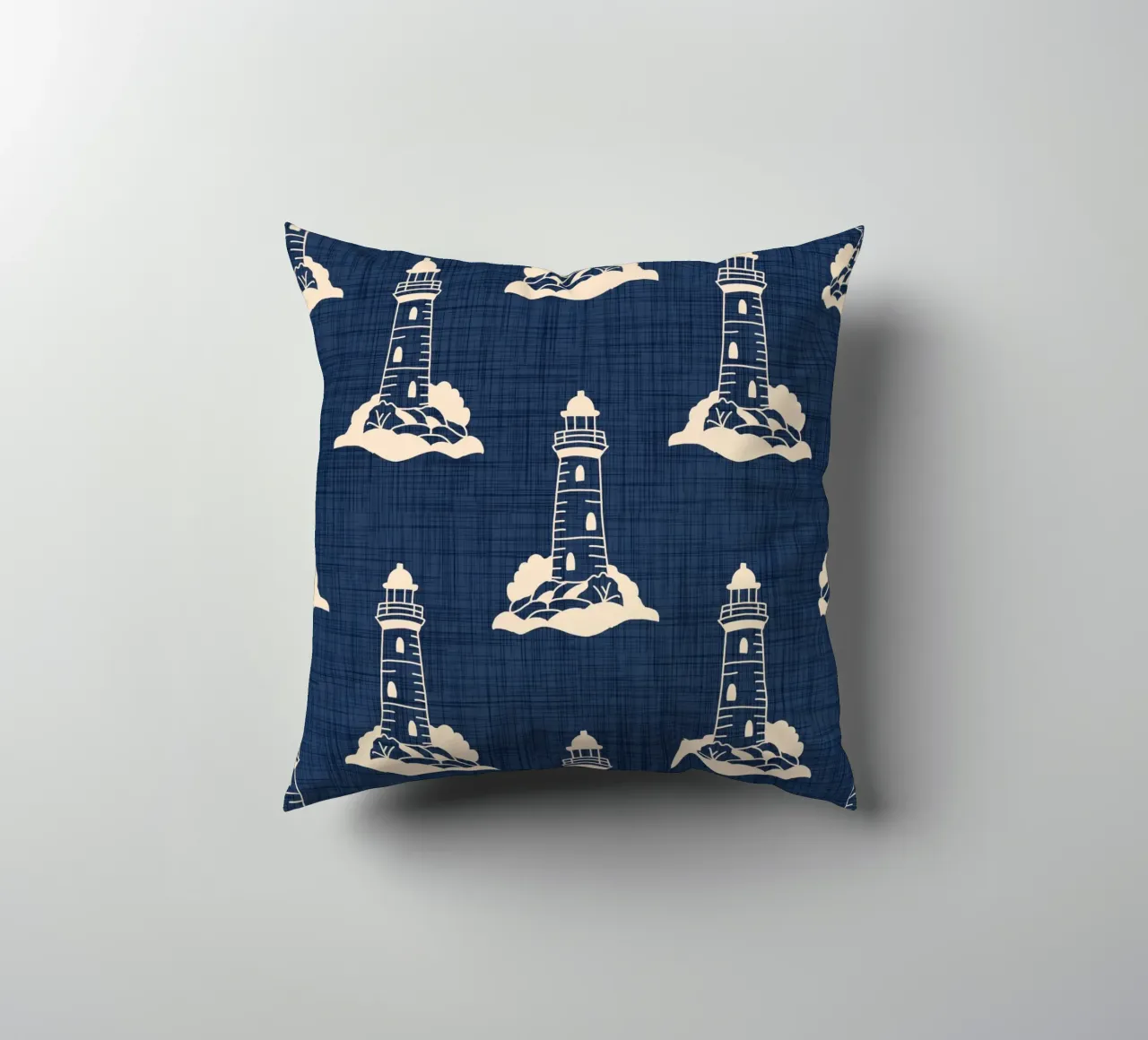Lighthouse Nautical Mythology - Retro Coastal decorative cushion by susanacosta