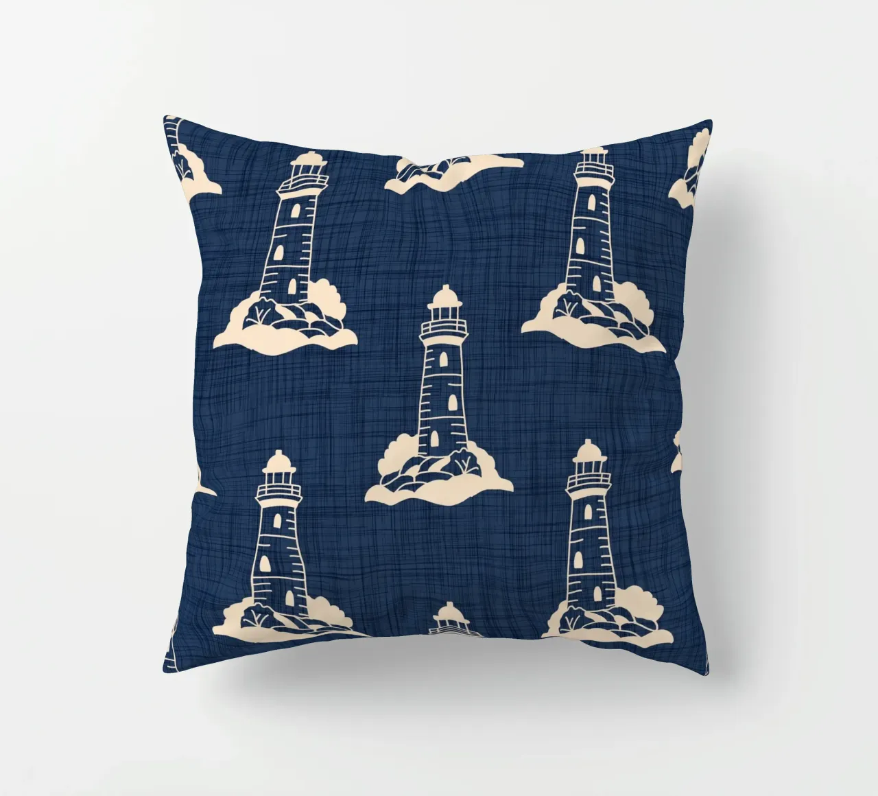 Lighthouse Nautical Mythology - Retro Coastal decorative cushion by susanacosta