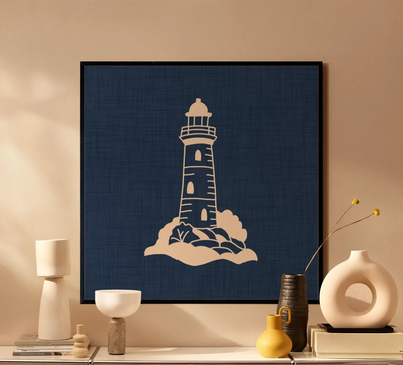 Mitologia nautica del faro - Retro Coastal poster con telaio in plastica da susanacosta