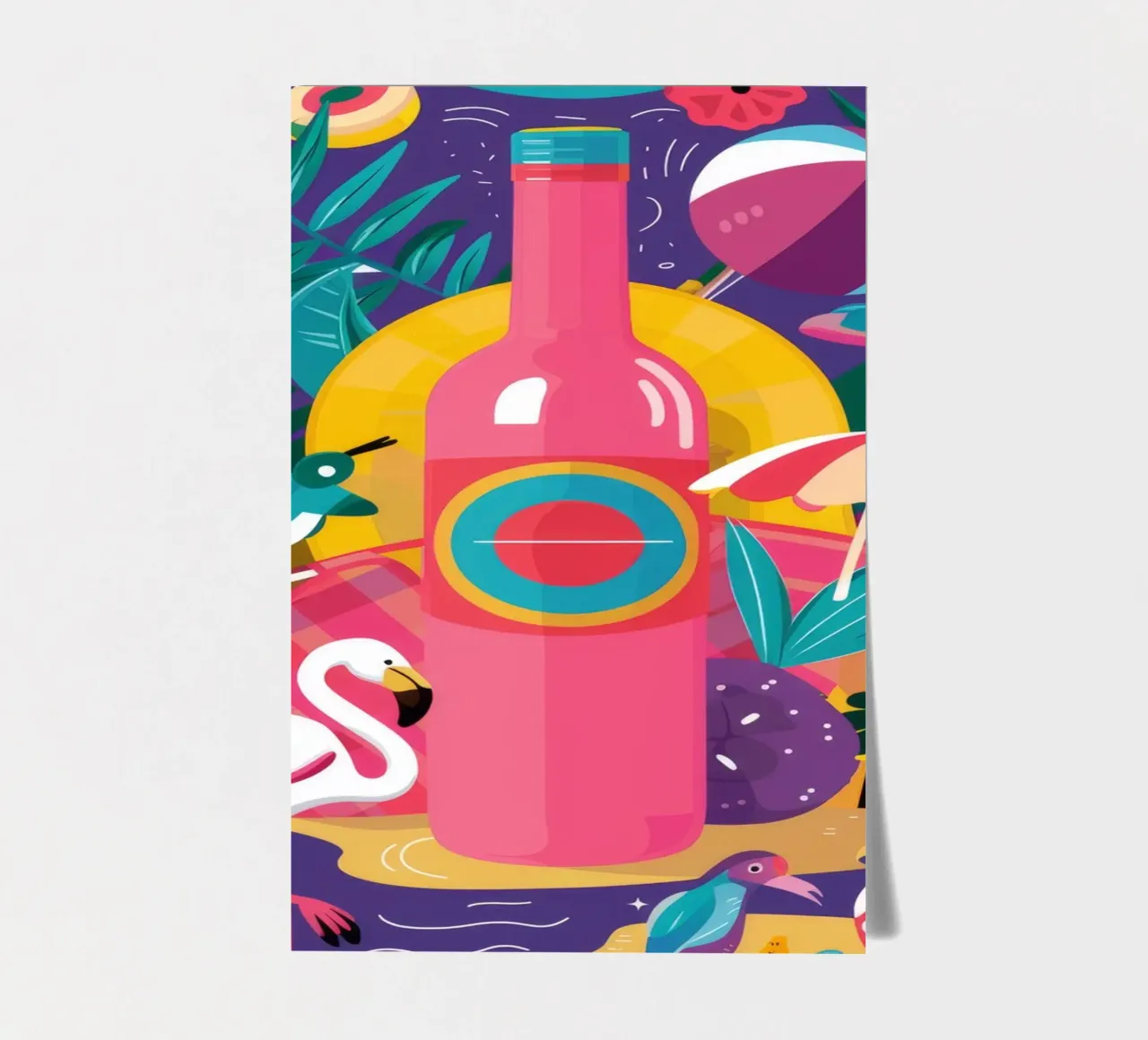 Flamingo-Weinkühler Stickerbogen von Muse Artworks