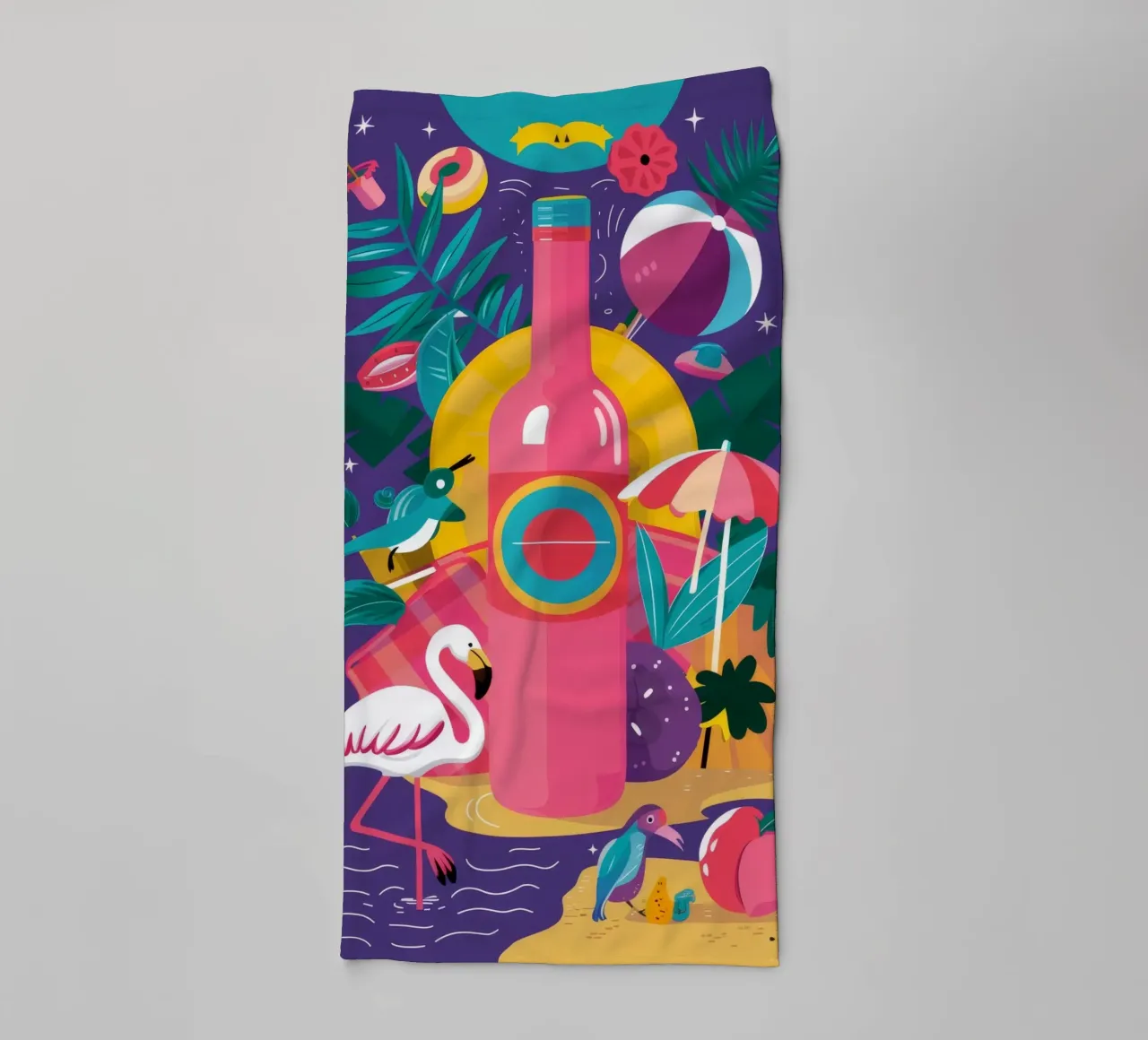 Flamingo-Weinkühler Handtuch von Muse Artworks