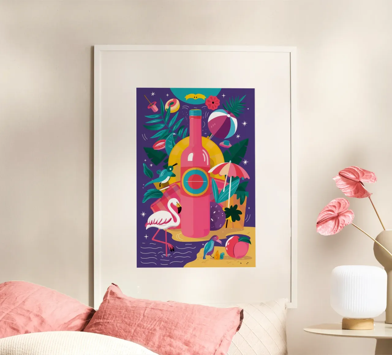 Flamingo-Weinkühler Hahnemühle von Muse Artworks