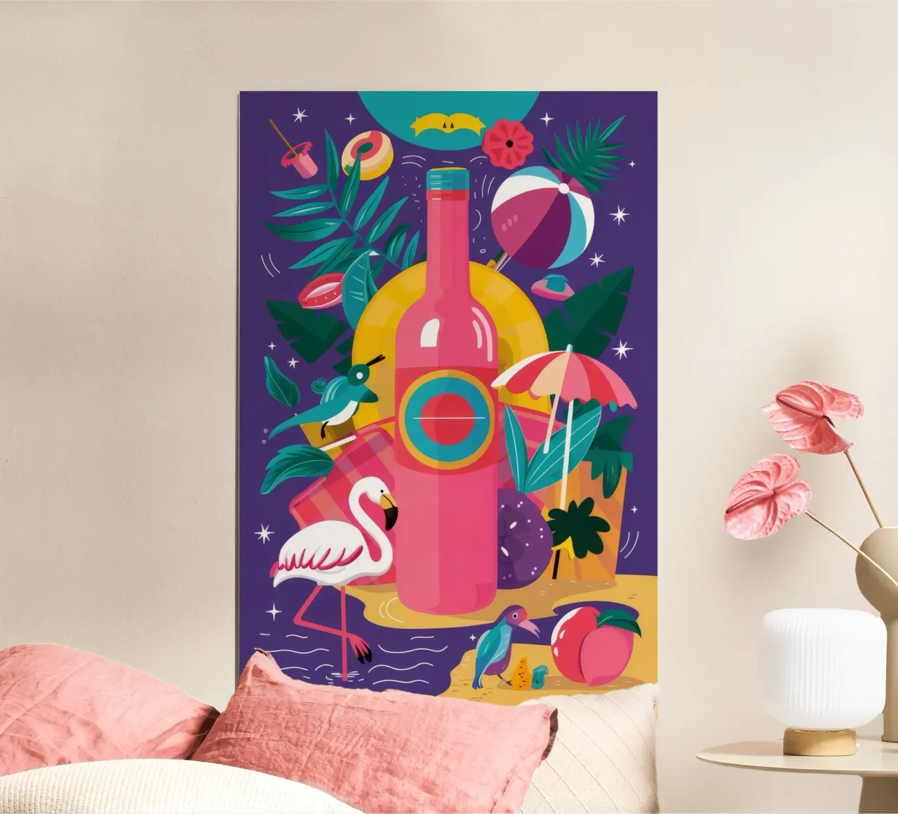 Flamingo-Weinkühler Hahnemühle von Muse Artworks
