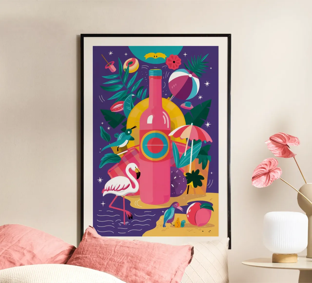 Flamingo-Weinkühler Hahnemühle von Muse Artworks