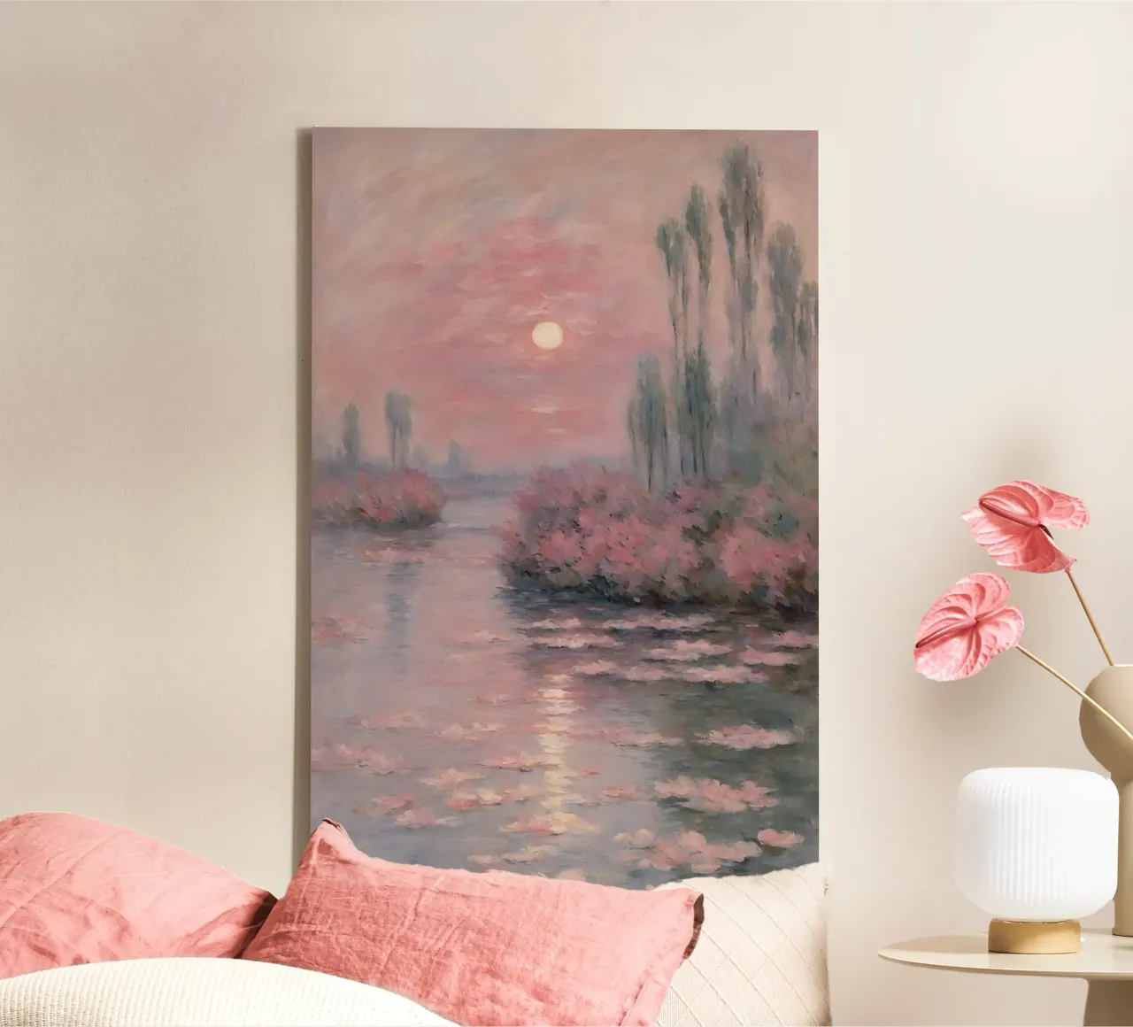 Monet Zonsondergang canvas met Baklijst van Günstiger Laden