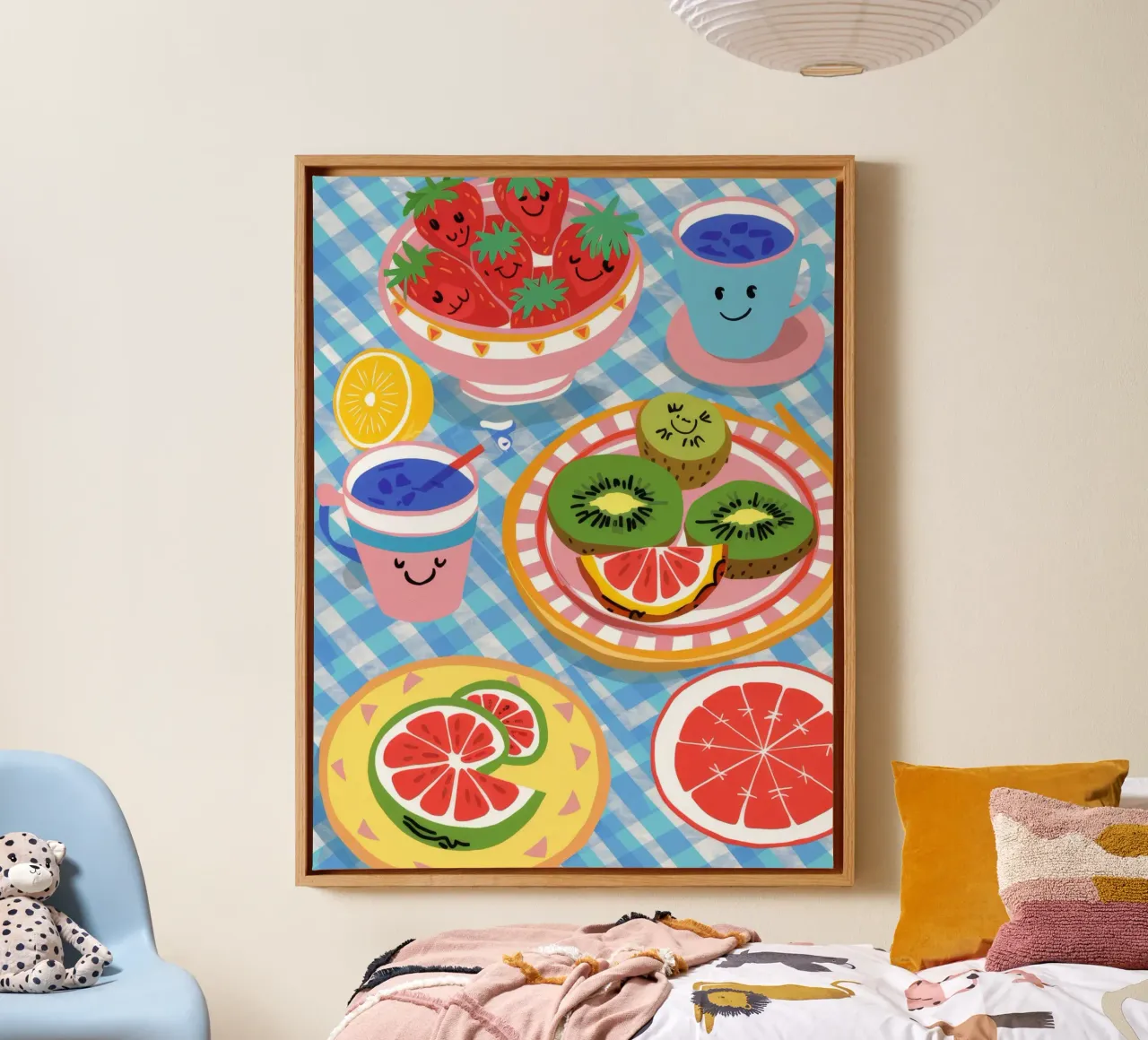 Colazione con la faccia felice tela con Cornice a cassetta da Muse Artworks