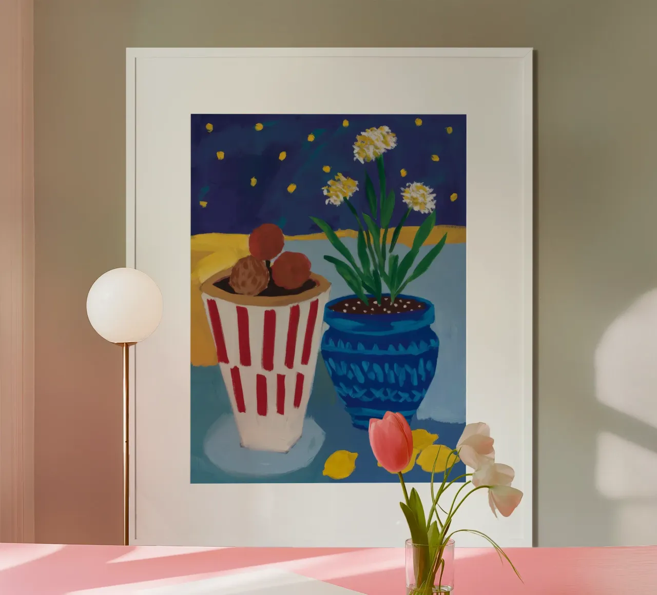 Vaso a righe Notte stellata poster con telaio in alluminio da FadeAura