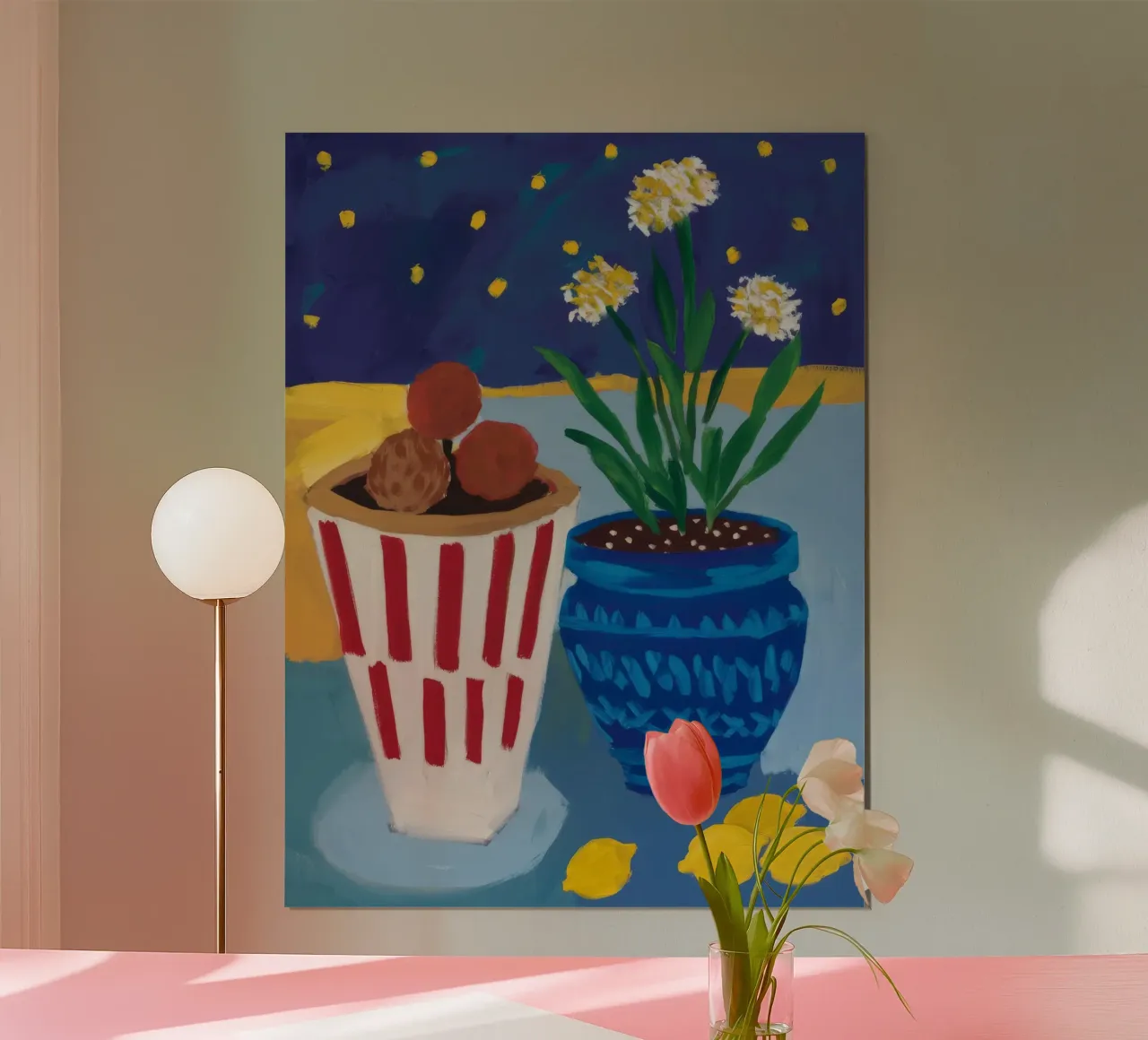 Vaso a righe Notte stellata poster con telaio in alluminio da FadeAura