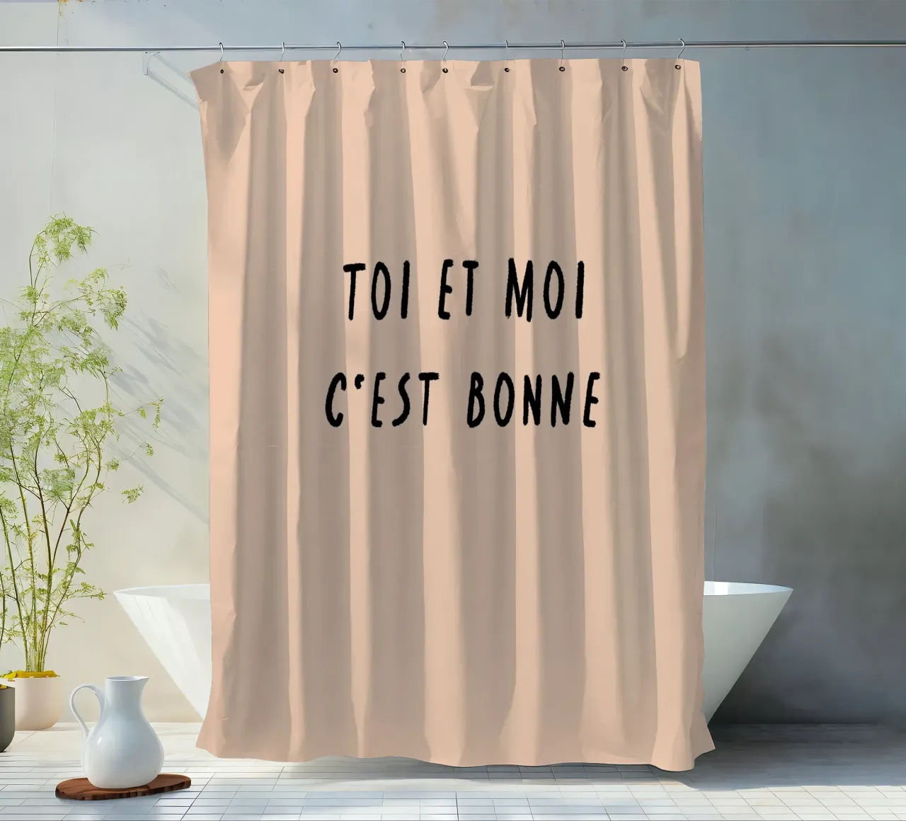 TOI ET MOI. C‘EST BONNE. shower curtain by FRICKE DESIGN