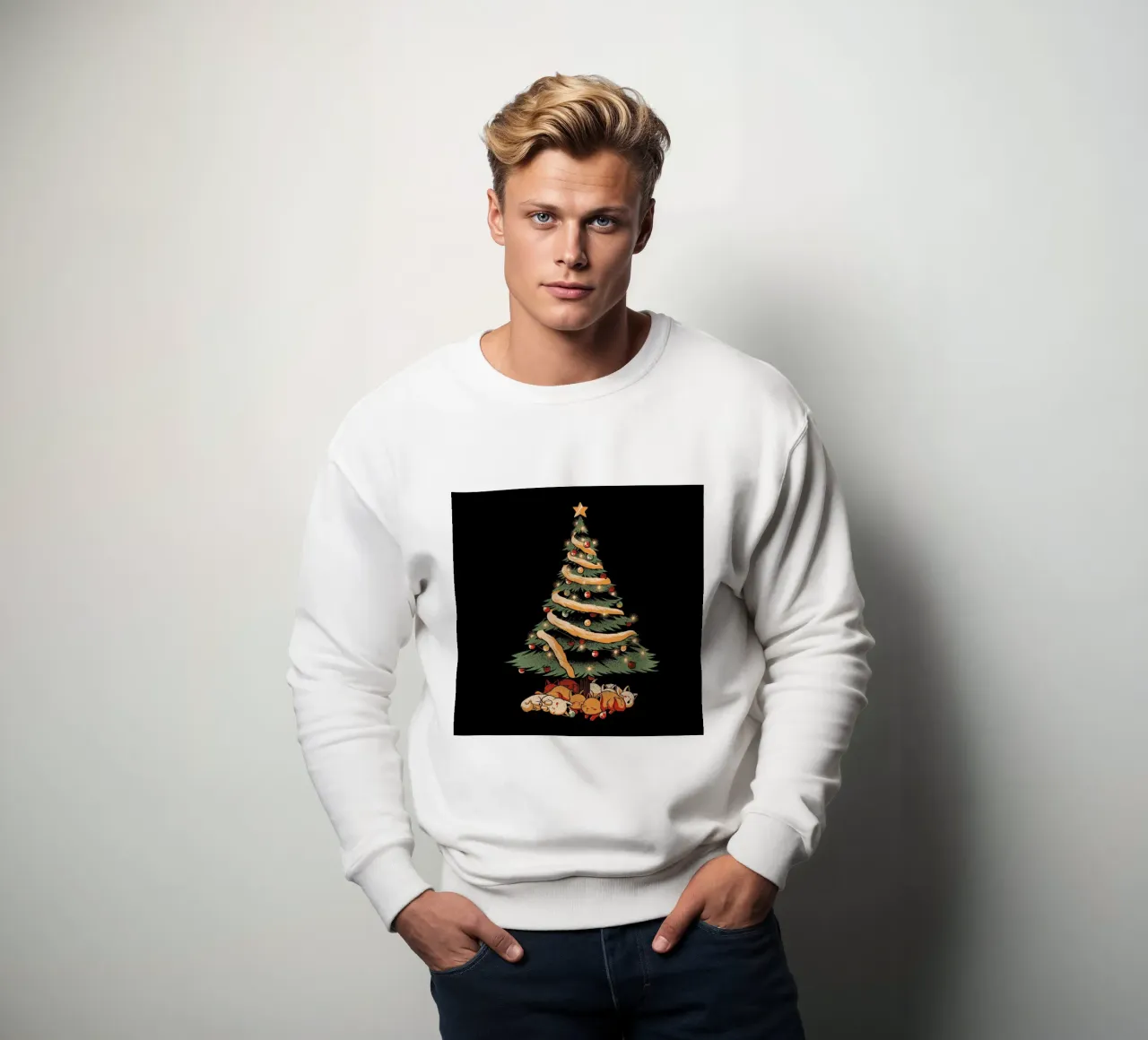 Merry Xmas Cat Tree sweatshirt by Tobe Fonseca