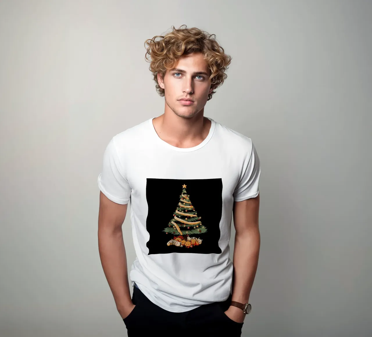 Merry Xmas Cat Tree t-shirt da Tobe Fonseca