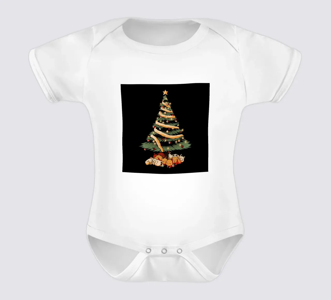 Merry Xmas Cat Tree body neonato maniche corte da Tobe Fonseca