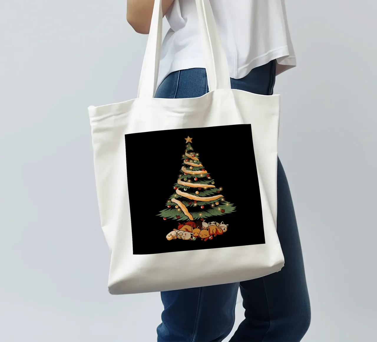 Merry Xmas Cat Tree borsa in juta da Tobe Fonseca