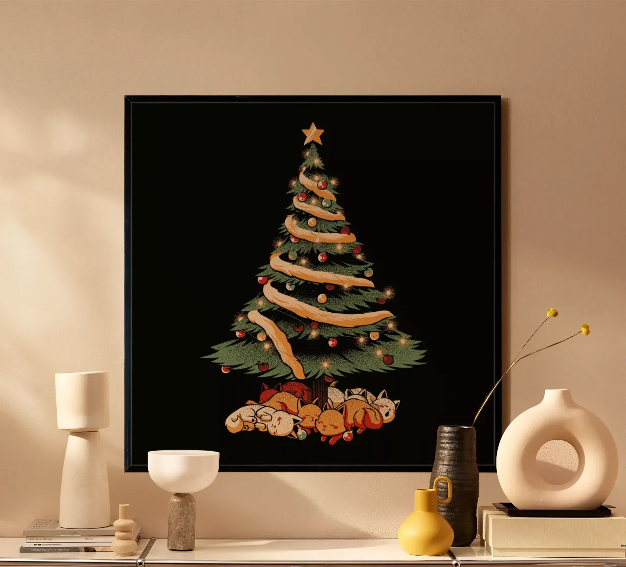 Merry Xmas Cat Tree carta hahnemühle da Tobe Fonseca