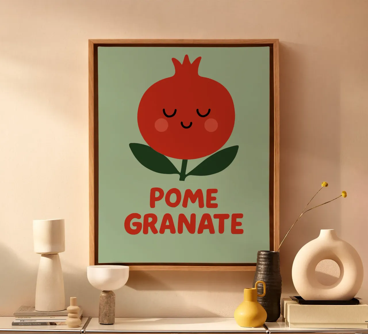 Pomegranate Pop - la frutta incontra il colore tela con Cornice a cassetta da Artezza