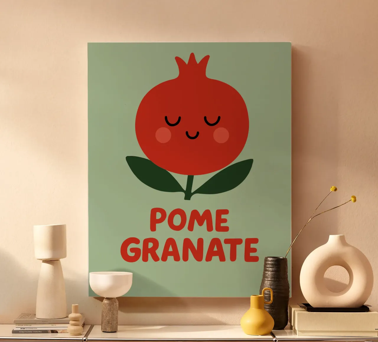 Pomegranate Pop - la frutta incontra il colore tela con Cornice a cassetta da Artezza