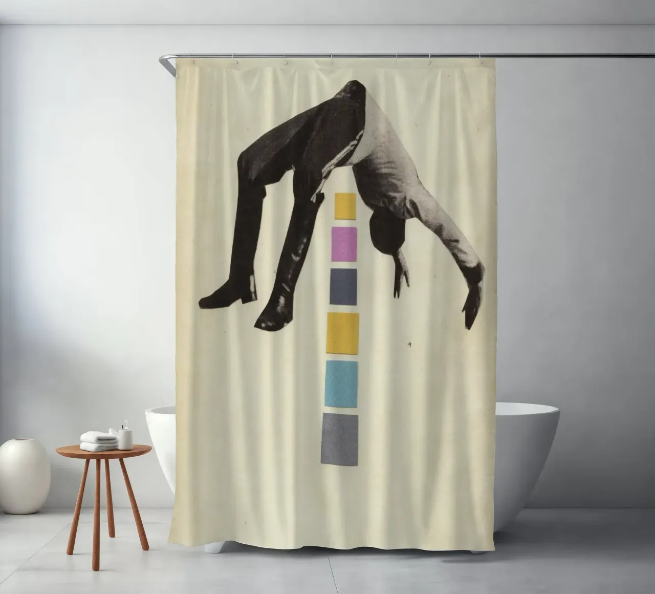 High Jump shower curtain by Cassia Beck Collage