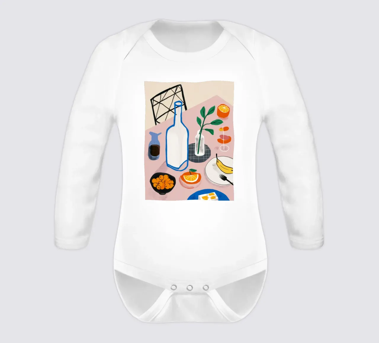 Vino e formaggio in tranquillità body neonato maniche lunghe da Muse Artworks