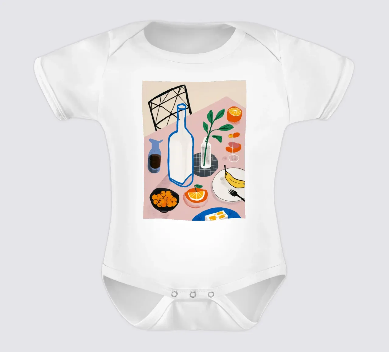 Vino e formaggio in tranquillità body neonato maniche corte da Muse Artworks