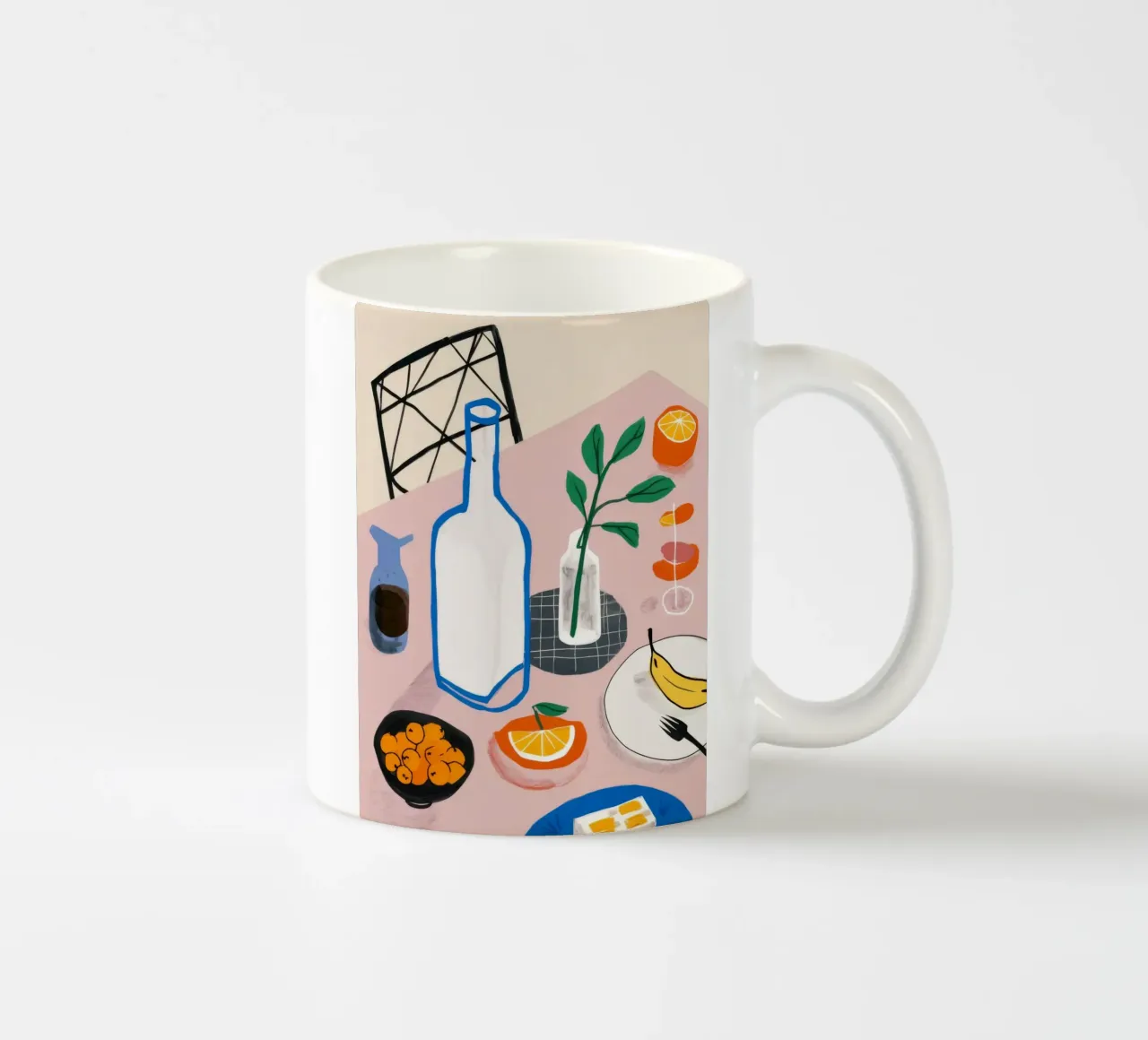 Vino e formaggio in tranquillità tazza in ceramica da Muse Artworks